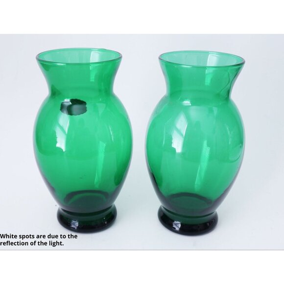 2 Vintage Forest Green Vases Anchor Hocking Vase  1960's - Picture 2 of 4